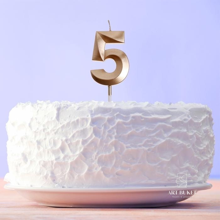 Свеча цифра "5" , шампань, 5 х 12 см    