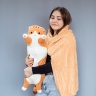 Кот лежачий с пледом рыжий 60 см