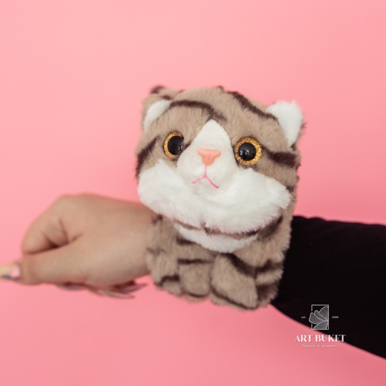 Кошка браслет серый 18 см 