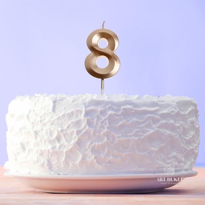 Свеча цифра "8" , шампань, 5 х 12 см    