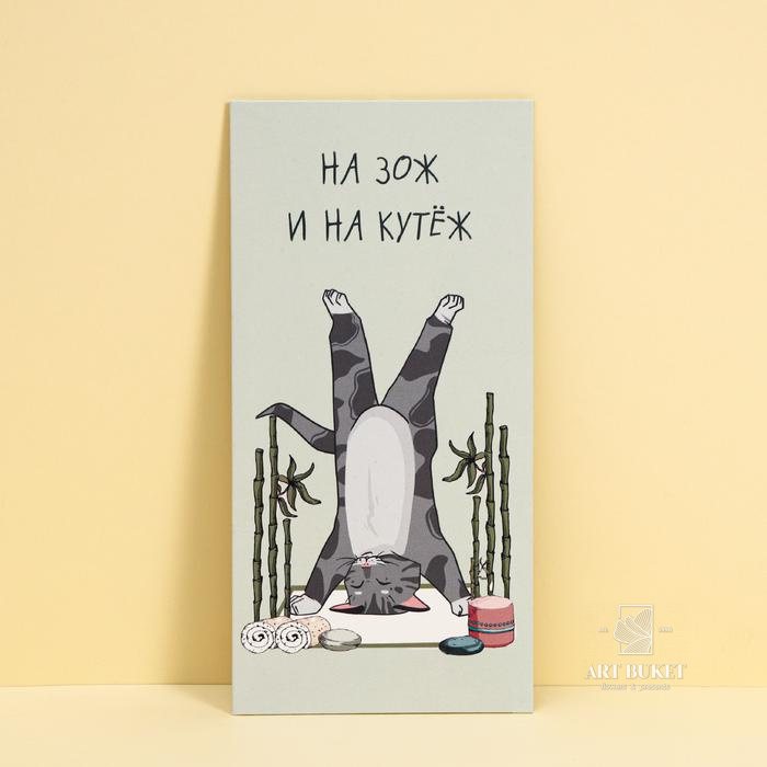 Конверт для денег «На ЗОЖ и кутеж», кот, 16,5 × 8 см