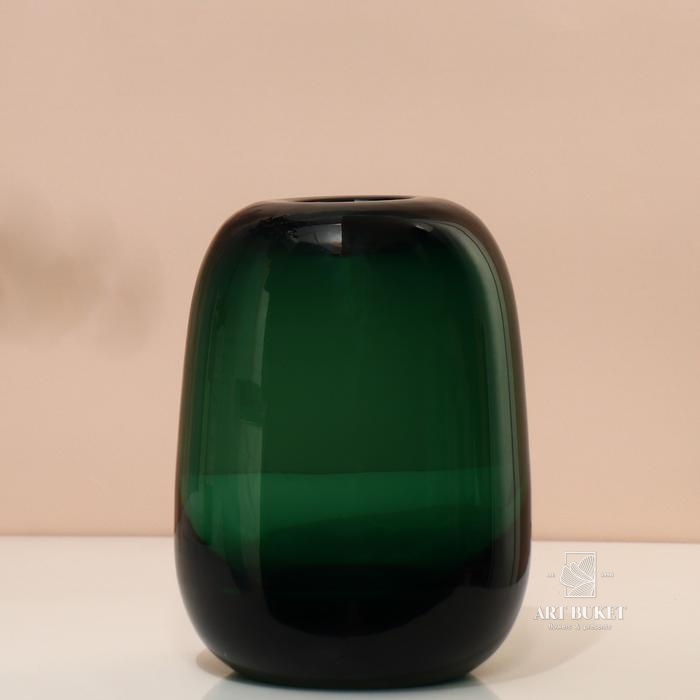 Ваза "Джозефина" из прозрачного зеленого стекла 17*13*13 см   