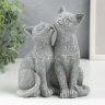 Сувенир полистоун "Кот и кошка - умывание" серый 15х8х13 см   
