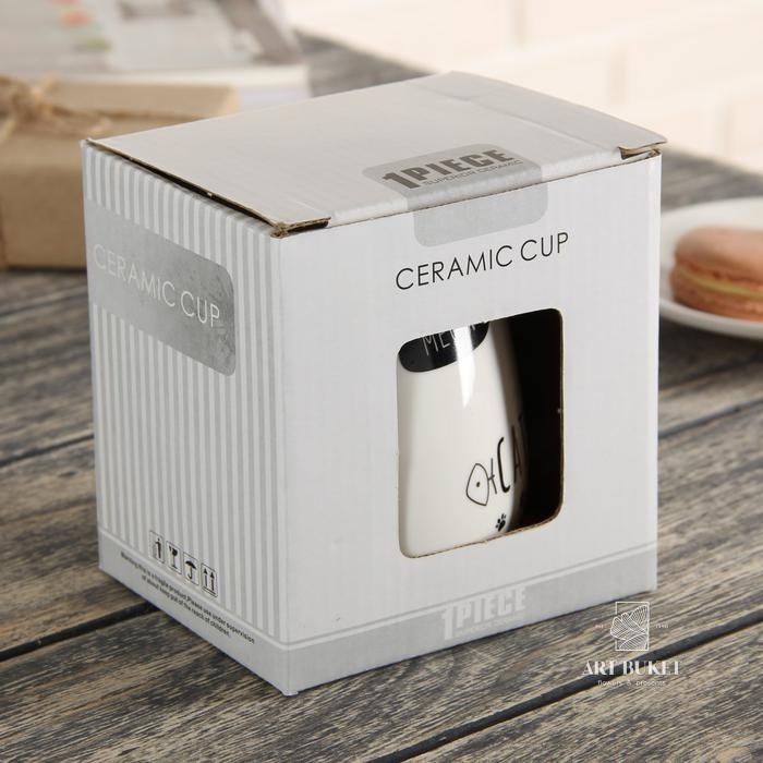 Кружка с керамической крышкой и ложкой «Котики», 450 мл, цвет МИКС