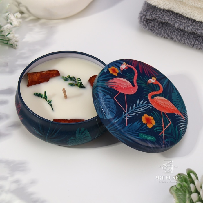 Свеча ароматическая из соевого воска с сухоцветом "Тропический воздух", 3х8,5см, 110 г 