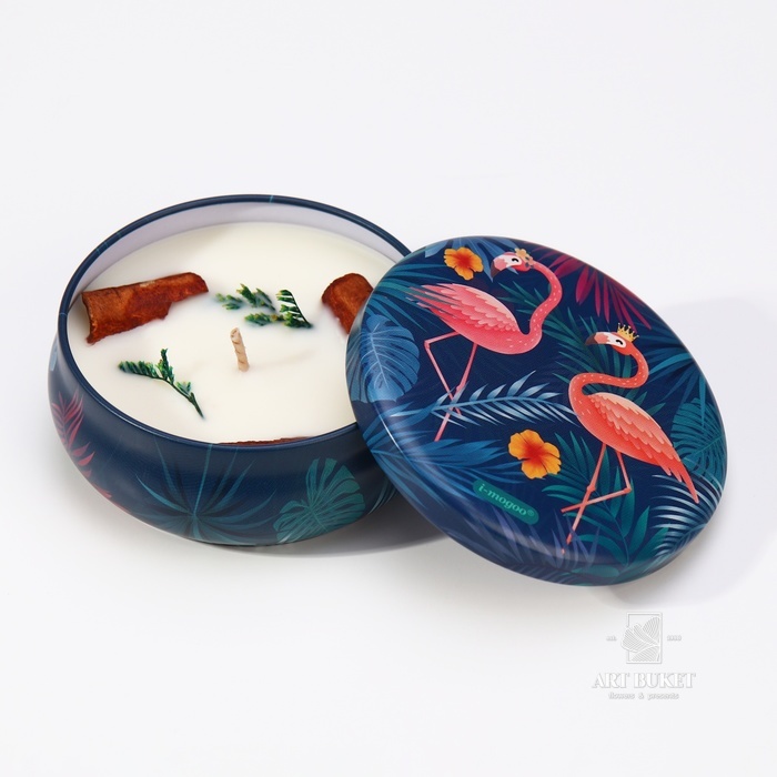 Свеча ароматическая из соевого воска с сухоцветом "Тропический воздух", 3х8,5см, 110 г 