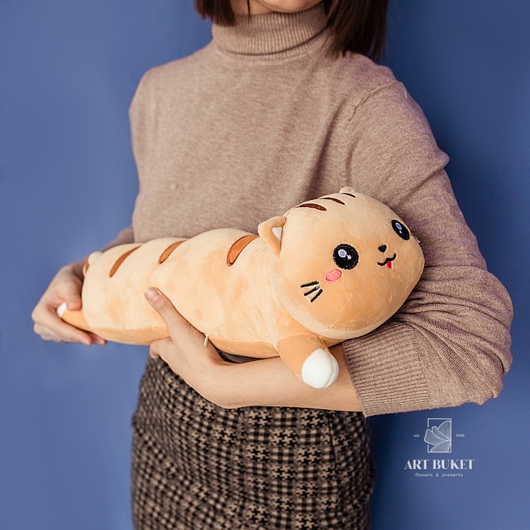 Кот валик 45 см коричневый