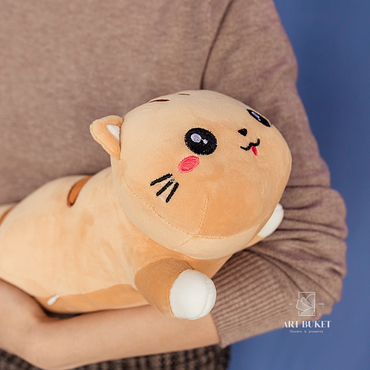 Кот валик 45 см коричневый