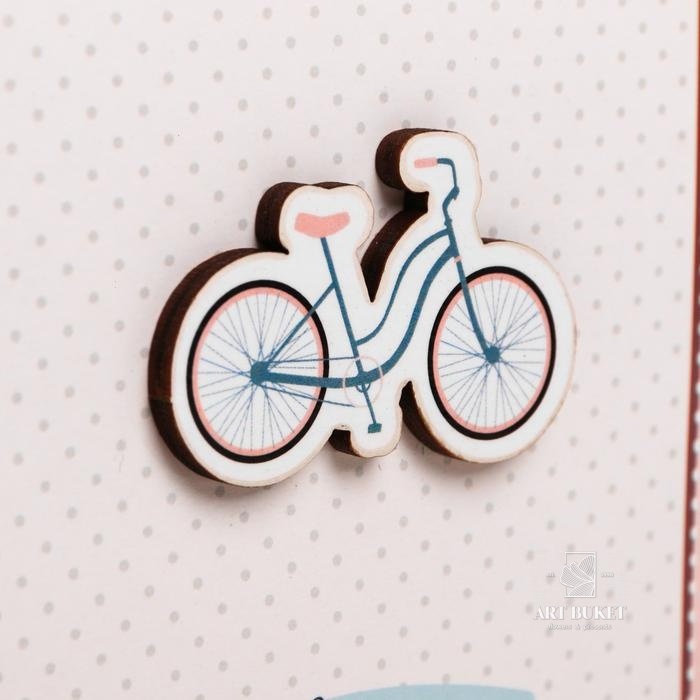 Открытка с деревянным доп.элементом «Велосипед», 10 × 15 см