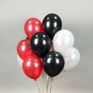 Сет 15 черно-бело-красных гелиевых шаров
