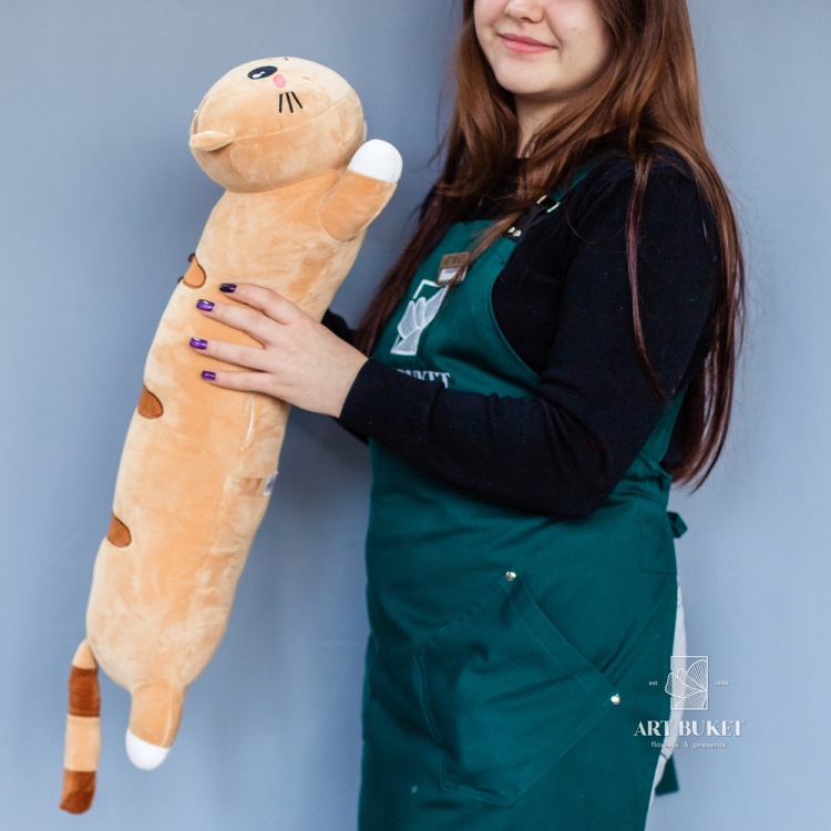 Кот валик 70 см коричневый