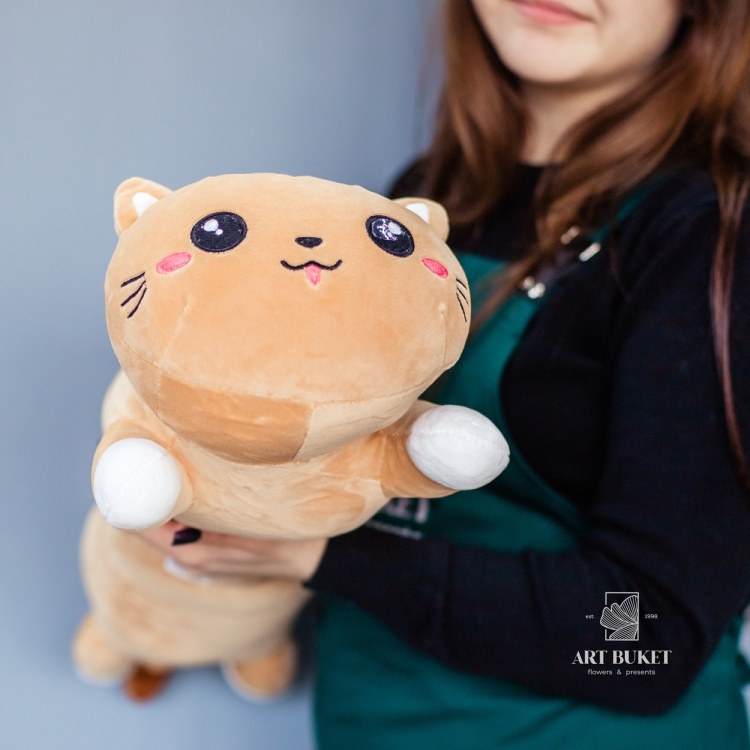 Кот валик 70 см коричневый