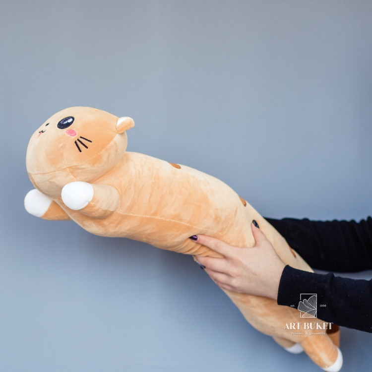 Кот валик 70 см коричневый