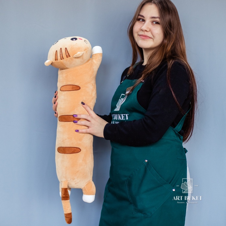 Кот валик 70 см коричневый