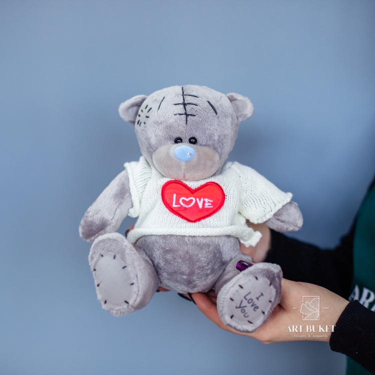 Медведь Тедди №3 в белом свитере 20 см