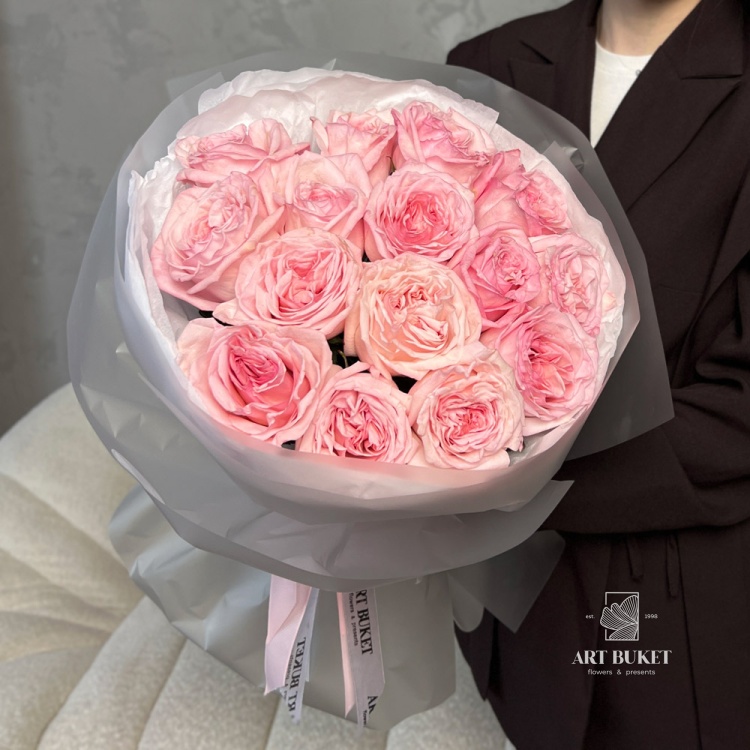 15 пионовидных роз "Пинк охара"