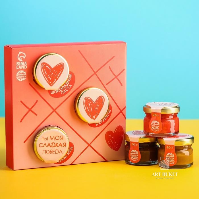 Подарочный набор «Для сладкой девочки»: шоколадная паста 30 г., крем-мёд с клубникой