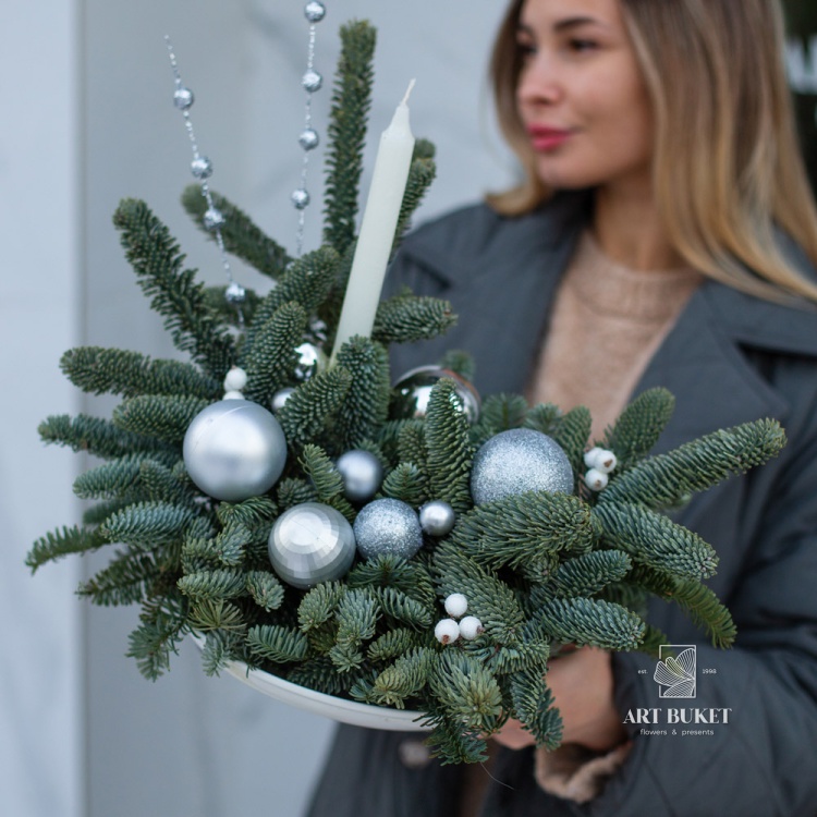 Новогодняя композиция на стол #14