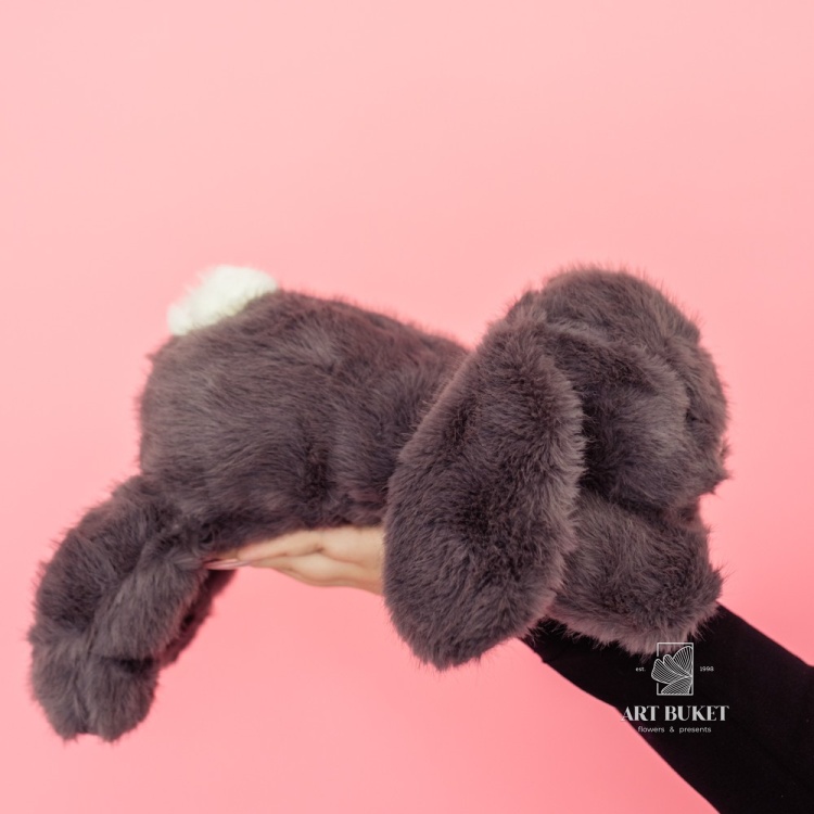 Кролик лежачий 40 см серый