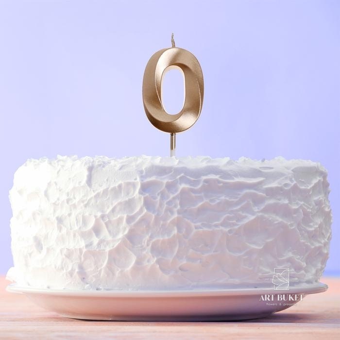 Свеча цифра "0" , шампань, 5 х 12 см    