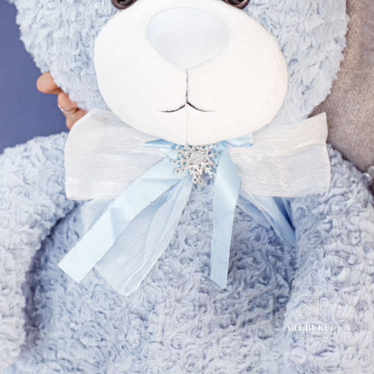 Медведь снежинка 80 см голубой