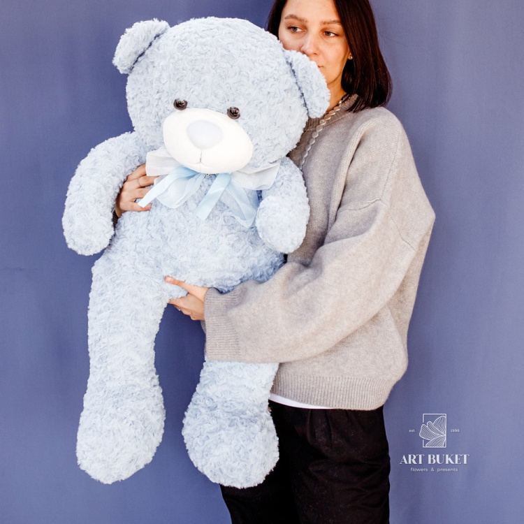 Медведь снежинка 80 см голубой