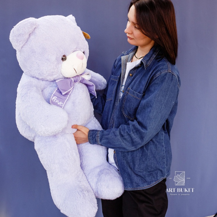 Медведь блестящий 85 см фиолетовый