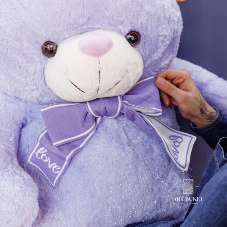 Медведь блестящий 85 см фиолетовый