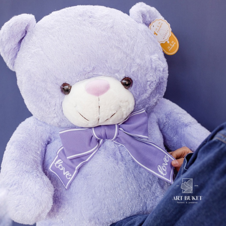 Медведь блестящий 85 см фиолетовый