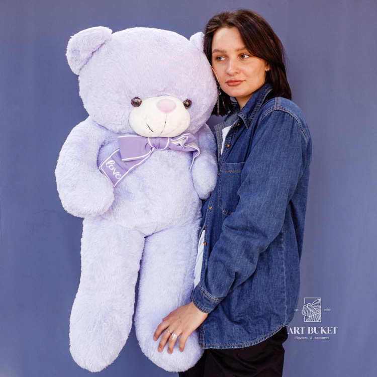 Медведь блестящий 85 см фиолетовый