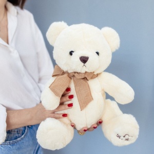 Медведь с шарфом 30 см бежевый