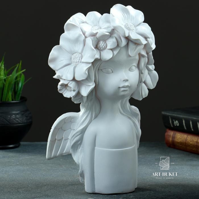 Ваза "Девочка с бантом" белая, 31х20х15см