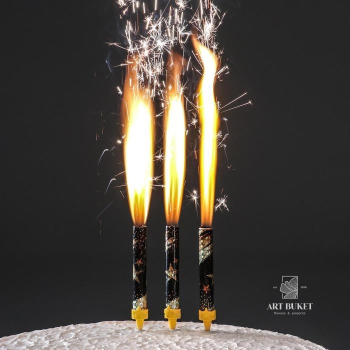 Набор тортовых свечей "Праздничные фонтаны со звёздами" 12,5 см (3 шт)