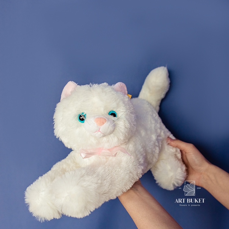 Кошка белая музыкальная 25 см