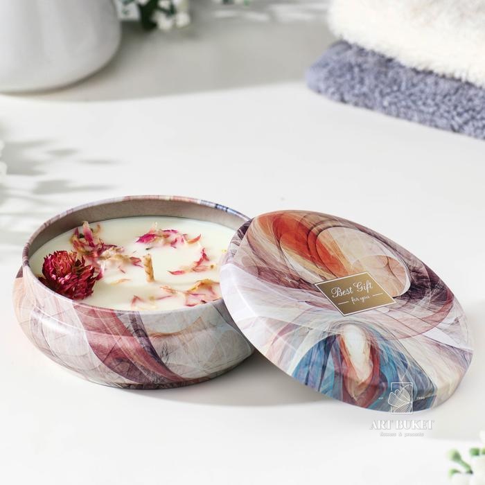 Свеча ароматическая из соевого воска с сухоцветом "Свежие цветы", 110 г            