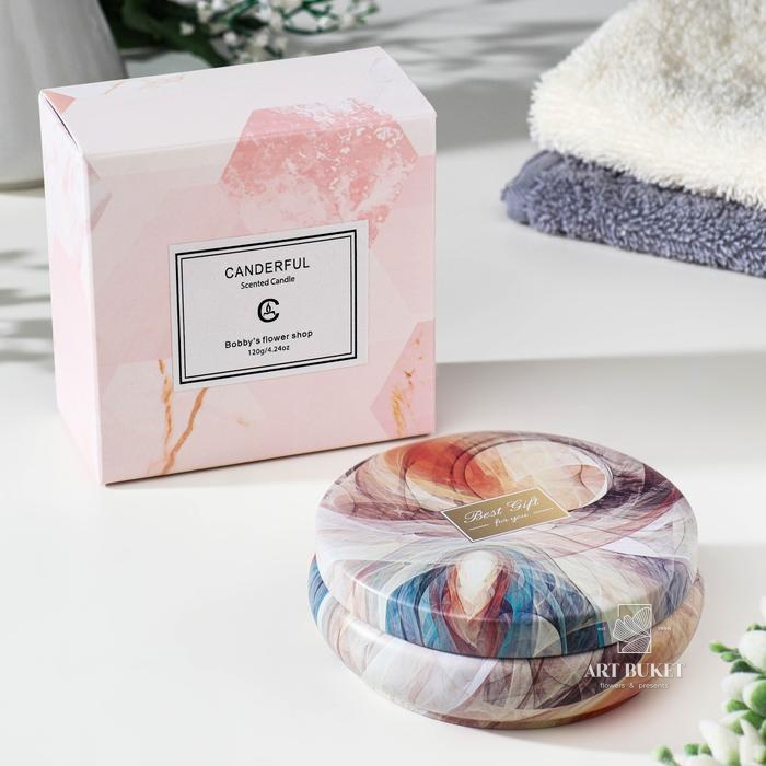 Свеча ароматическая из соевого воска с сухоцветом "Свежие цветы", 110 г            