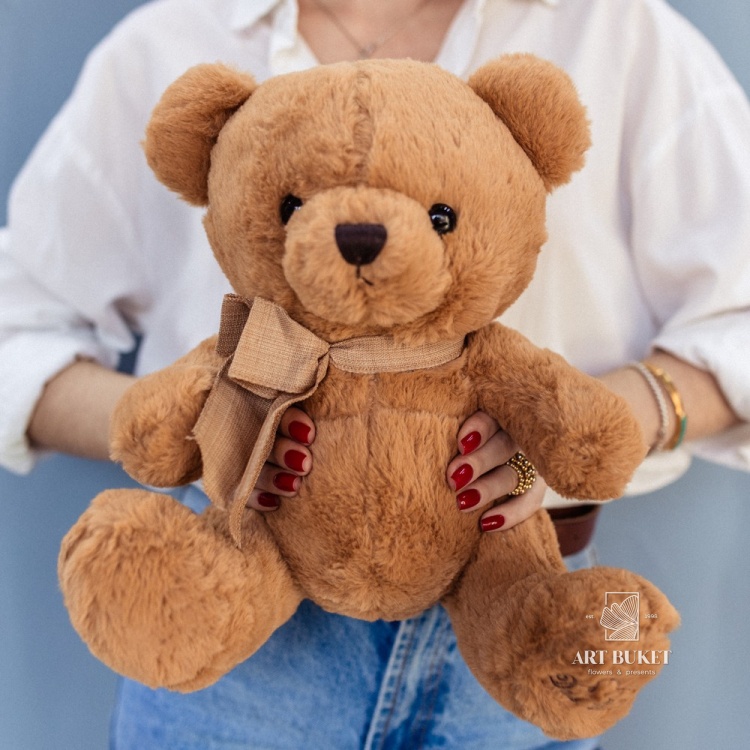 Медведь с шарфом 30 см коричневый