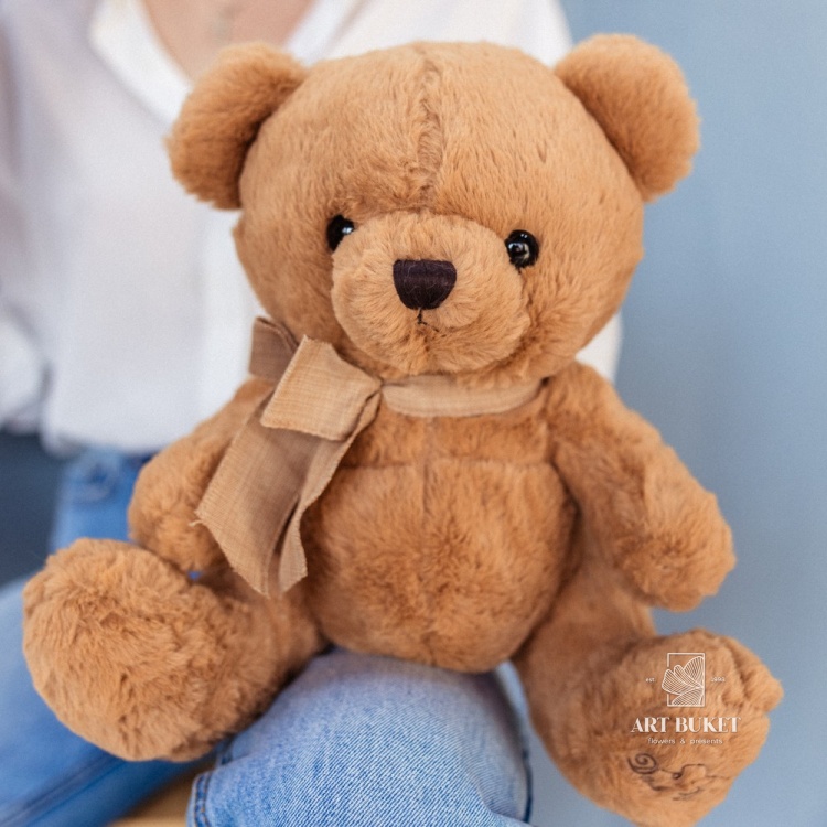 Медведь с шарфом 30 см коричневый