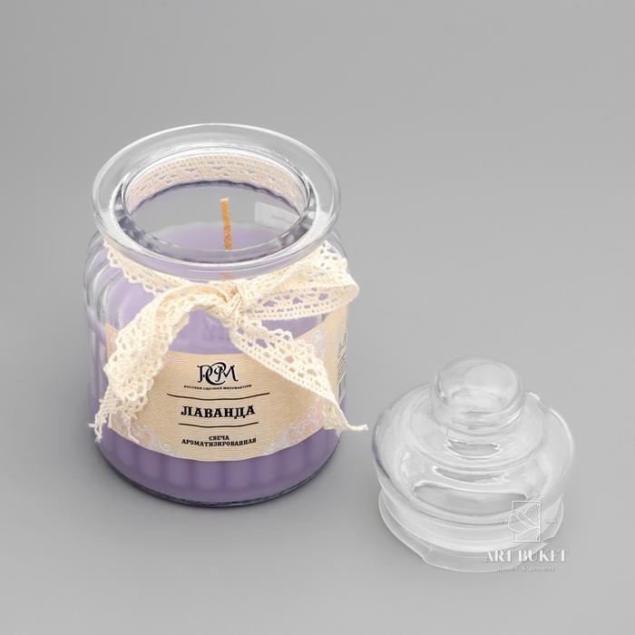Свеча в банке ароматизированная "Лаванда" 180гр, время горения 45ч 