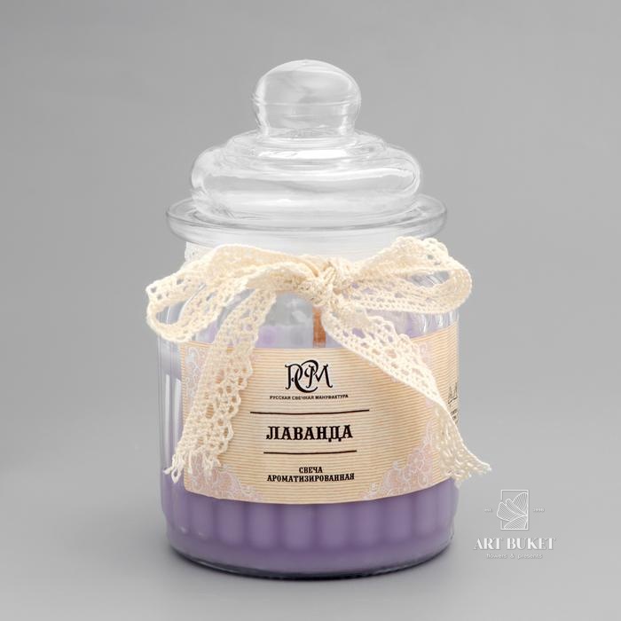Свеча в банке ароматизированная "Лаванда" 180гр, время горения 45ч 