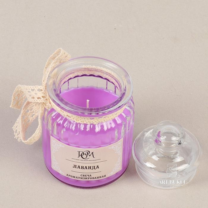 Свеча в банке ароматизированная "Лаванда" 180гр, время горения 45ч 