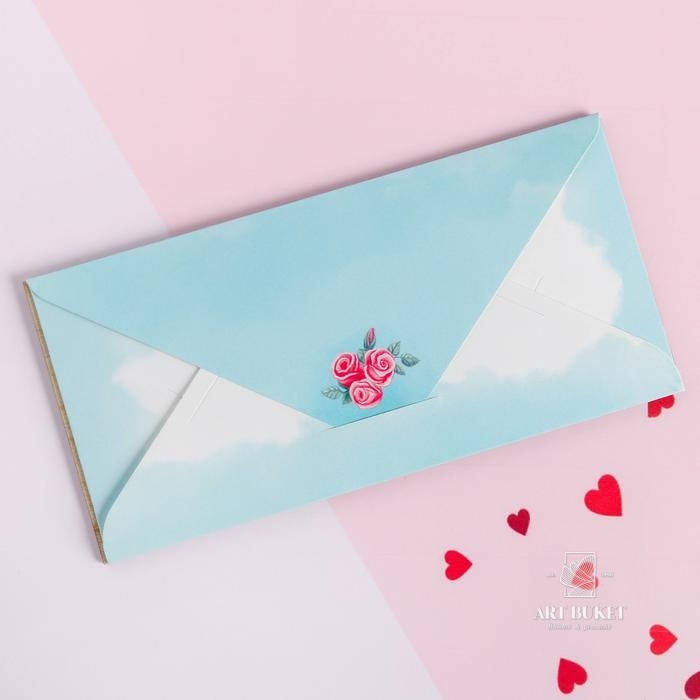 Конверт для денег с деревянным элементом "С Днём Свальбы!" голуби, 16,5 х 8 см