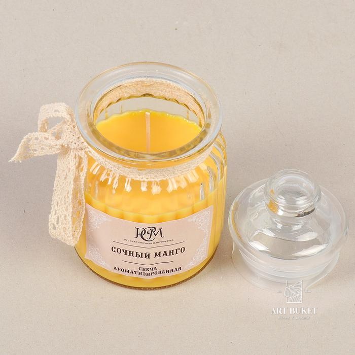 Свеча в банке ароматизированная "Сочный манго" 180гр, время горения 45ч 