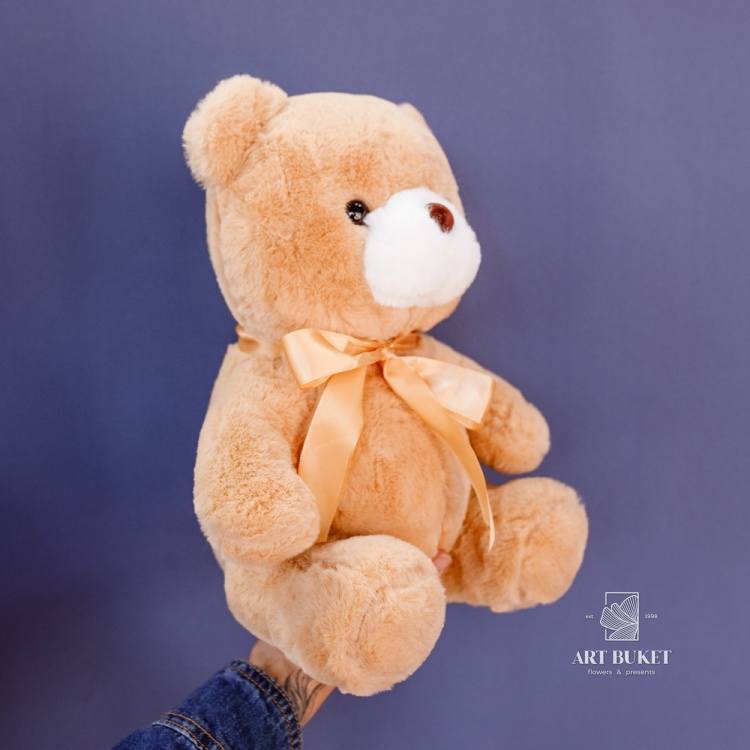 Медведь с двумя сердцами 30 см бежевый