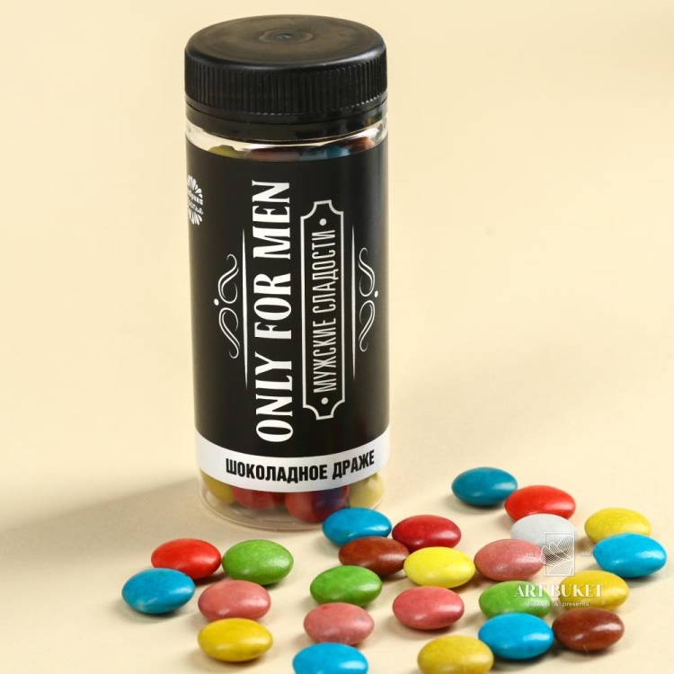 Гифтбокс «Крутой мужик 100%», чай 50 г., термостакан 350 мл., драже шоколадное 80 г., шоколад 4 шт. 