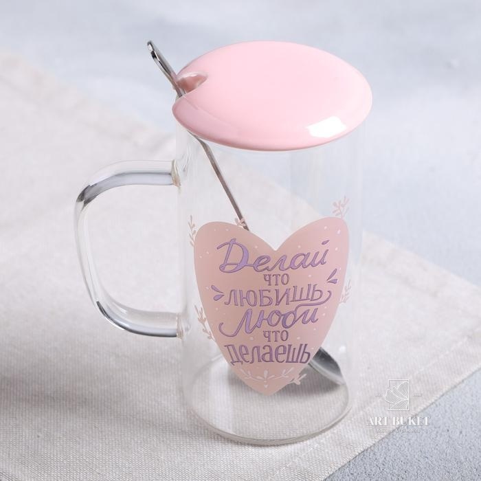 Кружка «Делай то, что любишь», с крышкой и ложкой, 300 мл