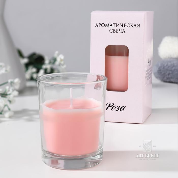 Свеча ароматическая в стакане "Нюд", 5х6 см, роза 