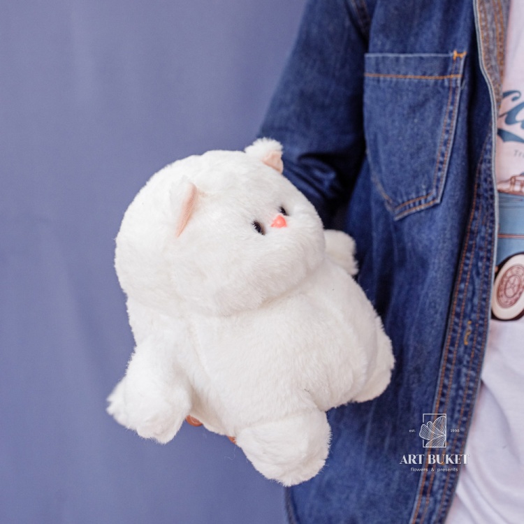 Кот глазастый 20 см  белый 