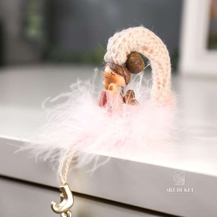 Сувенир полистоун "Ангелочек-стесняшка в розовой пуховой юбке" МИКС 18х3,5х4 см   