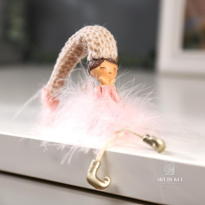 Сувенир полистоун "Ангелочек-стесняшка в розовой пуховой юбке" МИКС 18х3,5х4 см   
